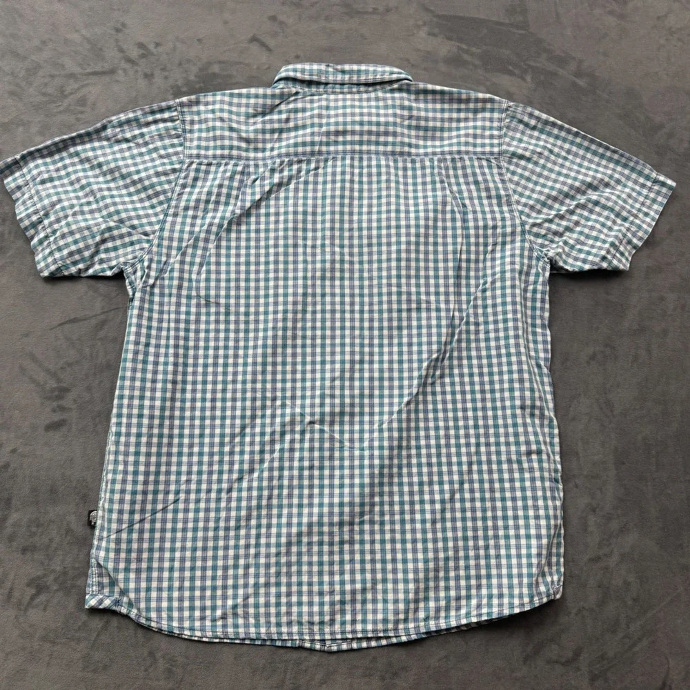 The North Face Mens Blue Green Plaid Short Sleeve Button Down Shirt Large
